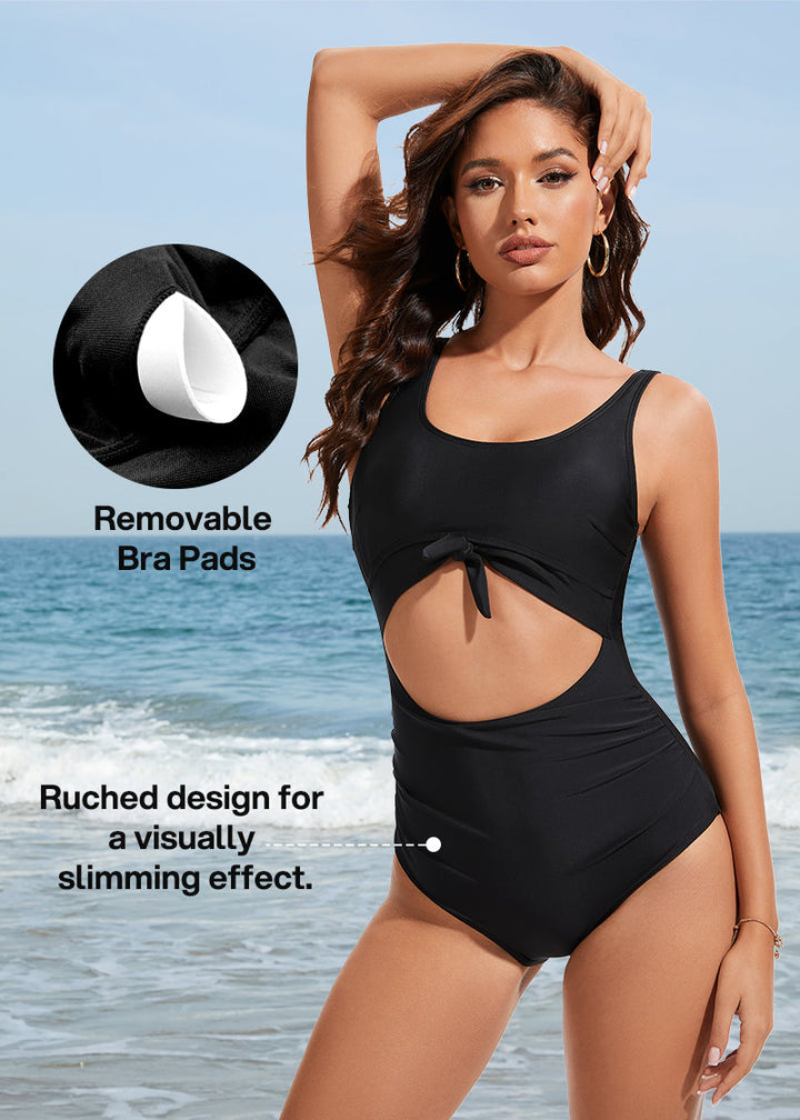 Ruched Tie-Knot Tummy Control One-Piece Swimsuit