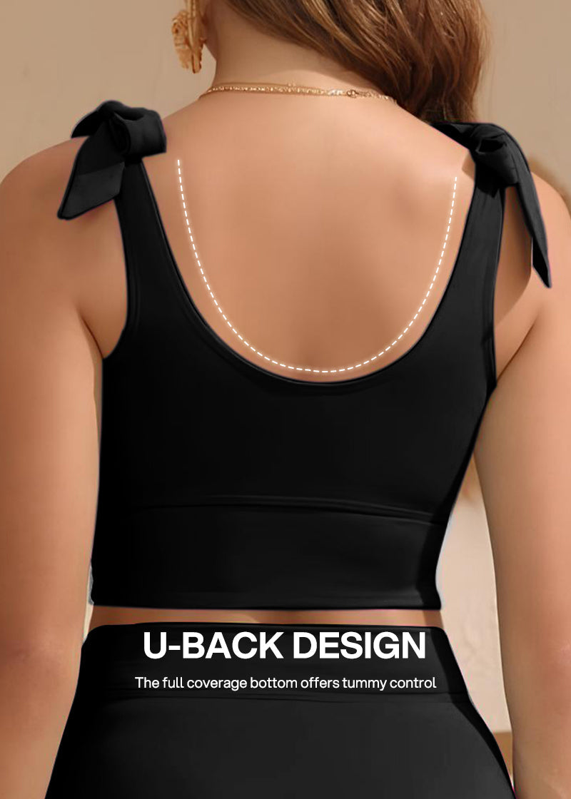 Double Tie High Waist Tummy Control Bikini Set
