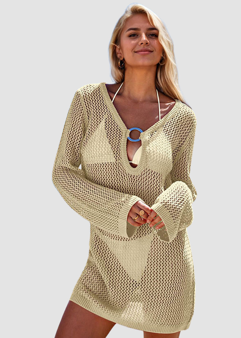 Chic Crochet Hollow Knit Beach Cover-Up