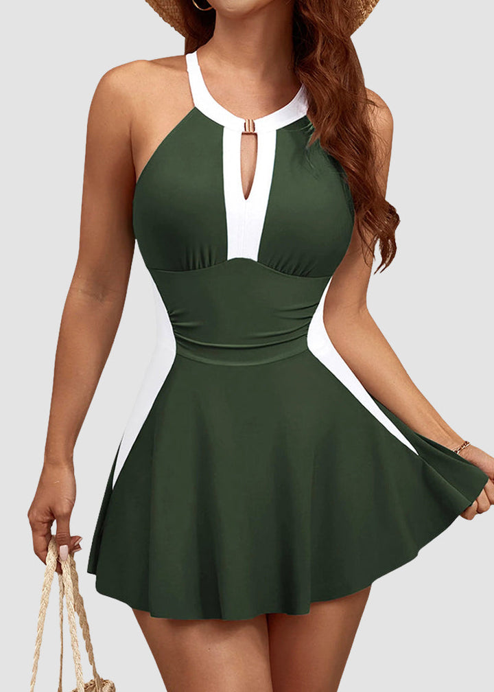 Hourglass™ Modest Retro Color Block Skirted Swimsuit