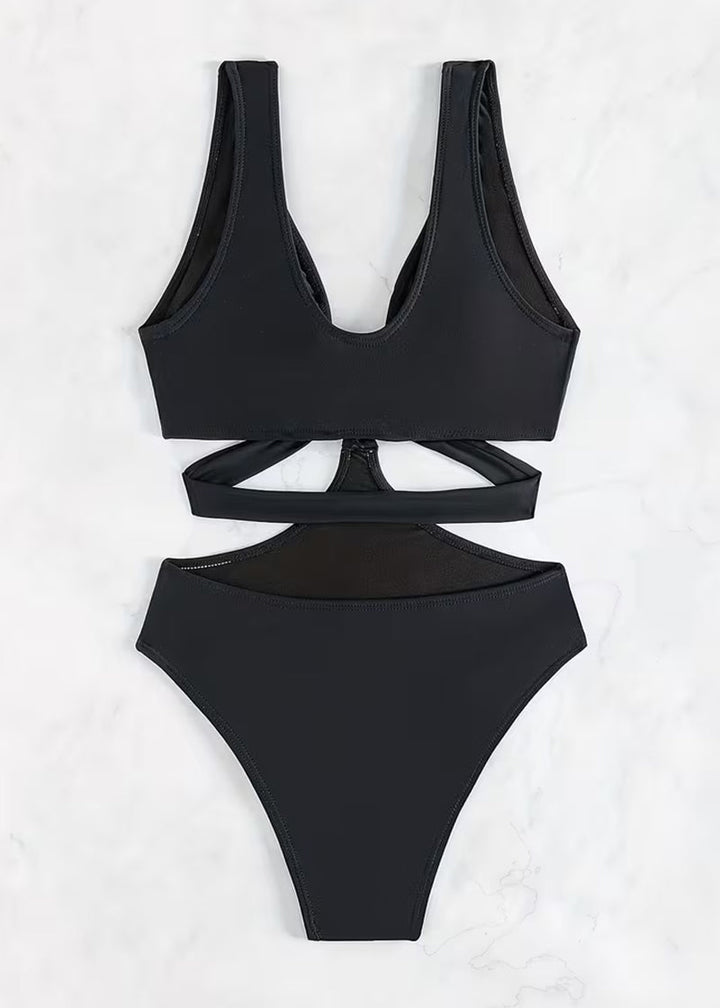 BIKINI BRIGADE Sexy Metal O Ring Linked Cutout Low Cut One Piece Swimsuit