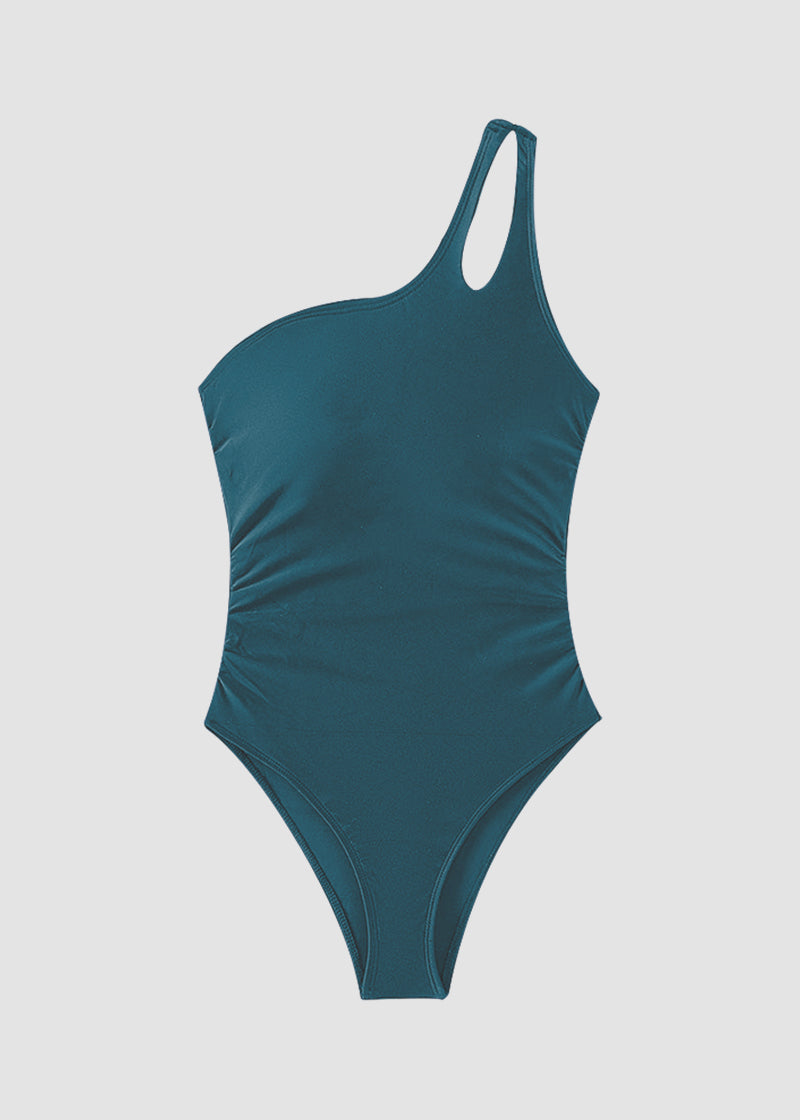 BIKINI BRIGADE One Shoulder Tummy Control Patterned Back One Piece Swimsuit