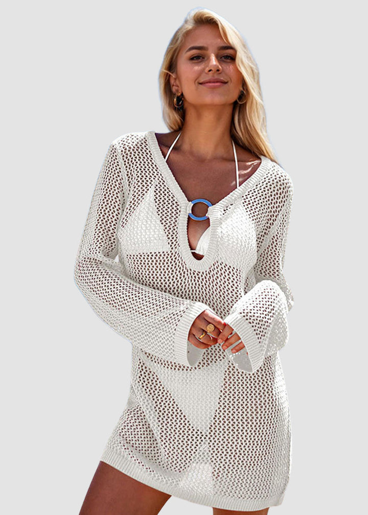 Chic Crochet Hollow Knit Beach Cover-Up