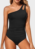 BIKINI BRIGADE One Shoulder Tummy Control Patterned Back One Piece Swimsuit