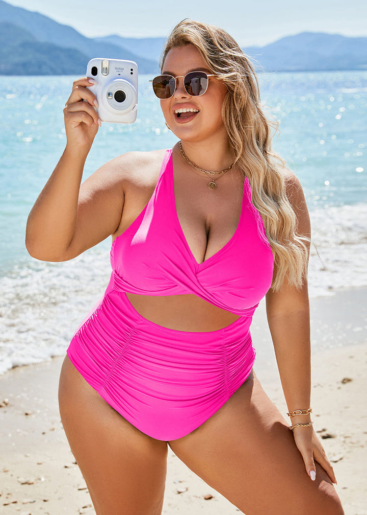 Ruched Cut Out Tummy Control One-Piece Swimsuit