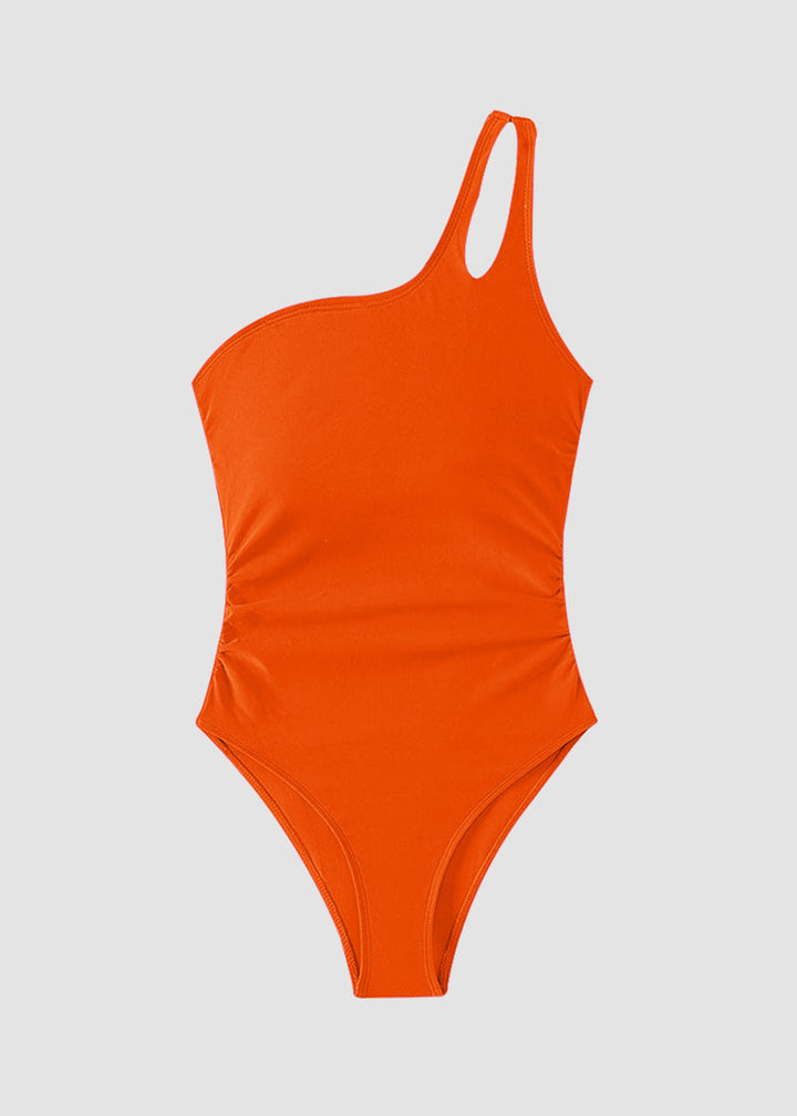 BIKINI BRIGADE One Shoulder Tummy Control Patterned Back One Piece Swimsuit
