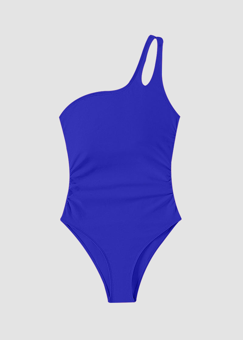 BIKINI BRIGADE One Shoulder Tummy Control Patterned Back One Piece Swimsuit