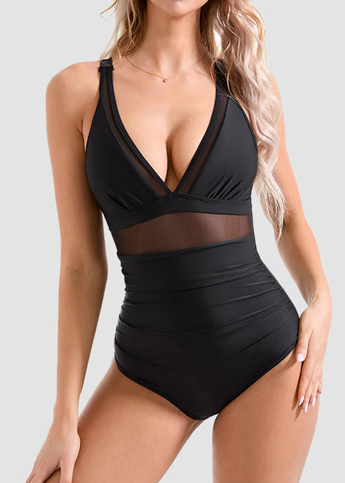 BIKINI BRIGADE Sexy Mesh Tummy Control One Piece Swimsuit