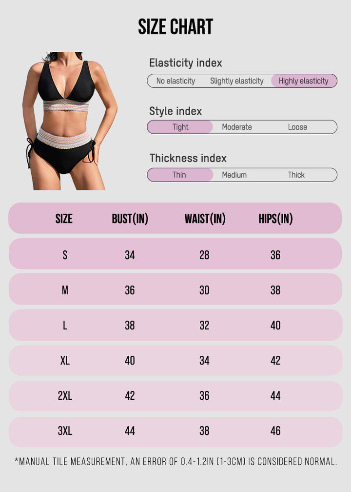 High Waisted Tummy Control Color Block Bikini Sets