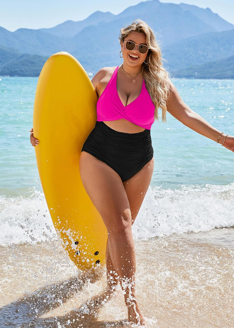 Ruched Cut Out Tummy Control One-Piece Swimsuit