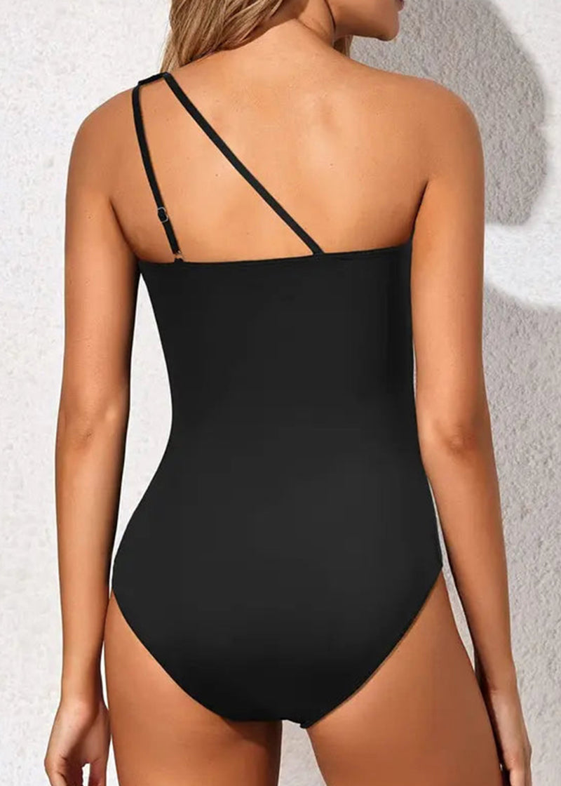 BIKINI BRIGADE One Shoulder Tummy Control Patterned Back One Piece Swimsuit