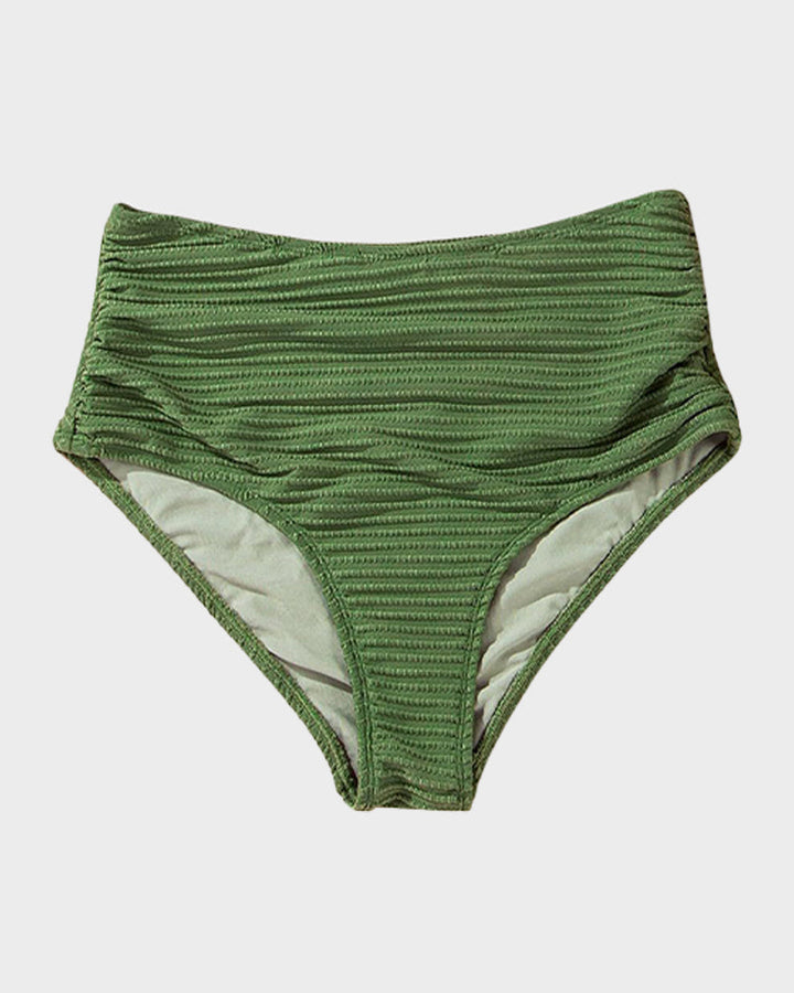 Textured Knot-Front High-Waisted Bikini Set