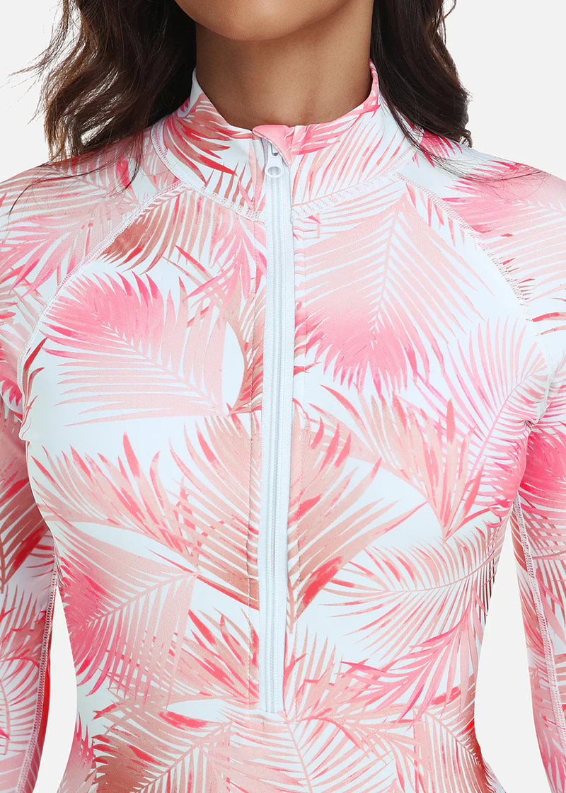 BIKINI BRIGADE One-Piece Long Sleeve Ruffle Skirt Swimsuit