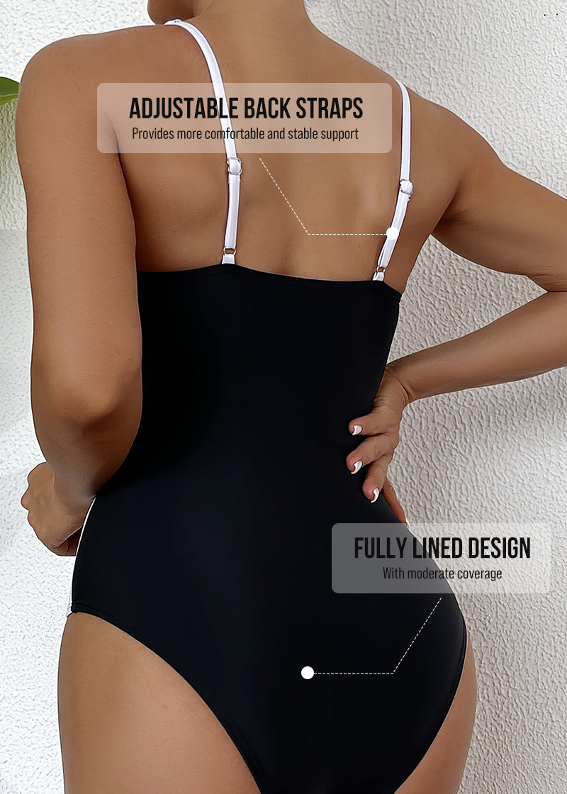 Color Block Knot One-Piece Swimsuit