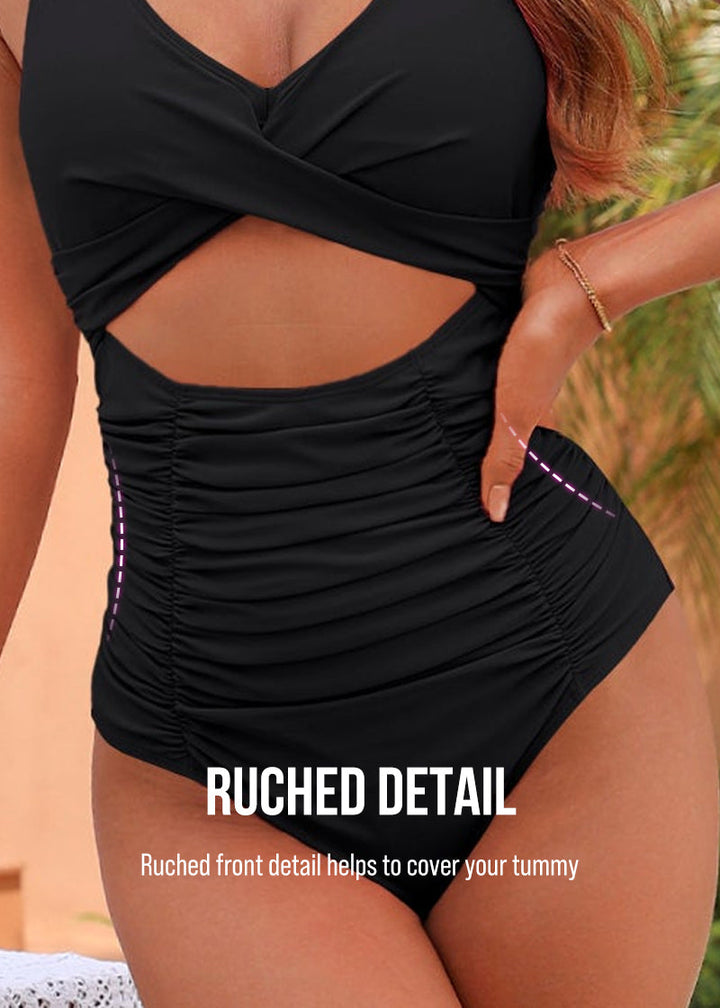 Ruched Cut Out Tummy Control One-Piece Swimsuit