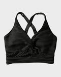 Textured Knot-Front High-Waisted Bikini Set
