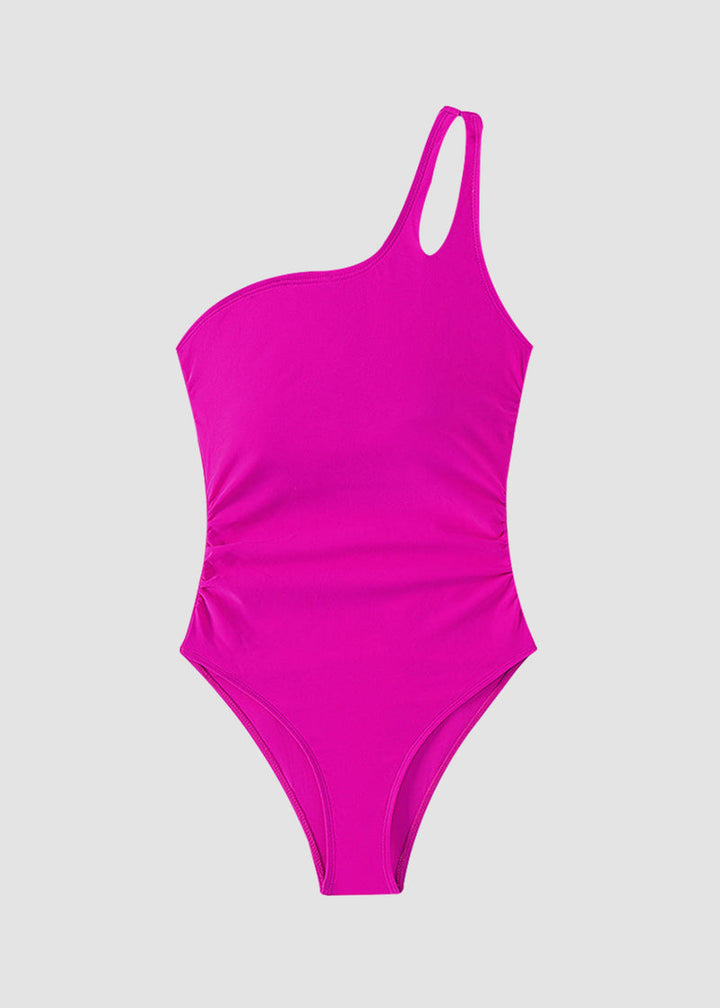 BIKINI BRIGADE One Shoulder Tummy Control Patterned Back One Piece Swimsuit